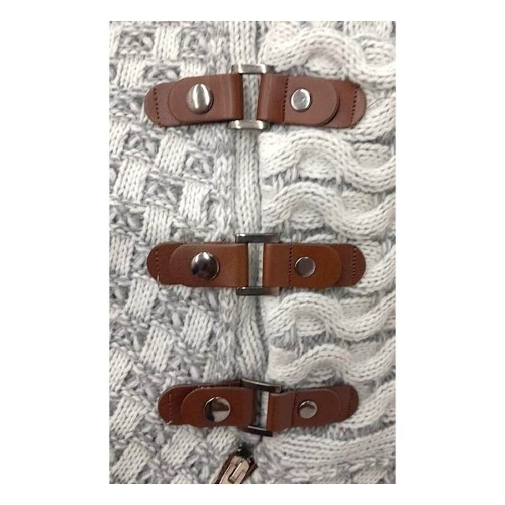 Leif Nelson Ecru Grey Shawl Collar Buckle Strap Cardigan M - Picture 8 of 9